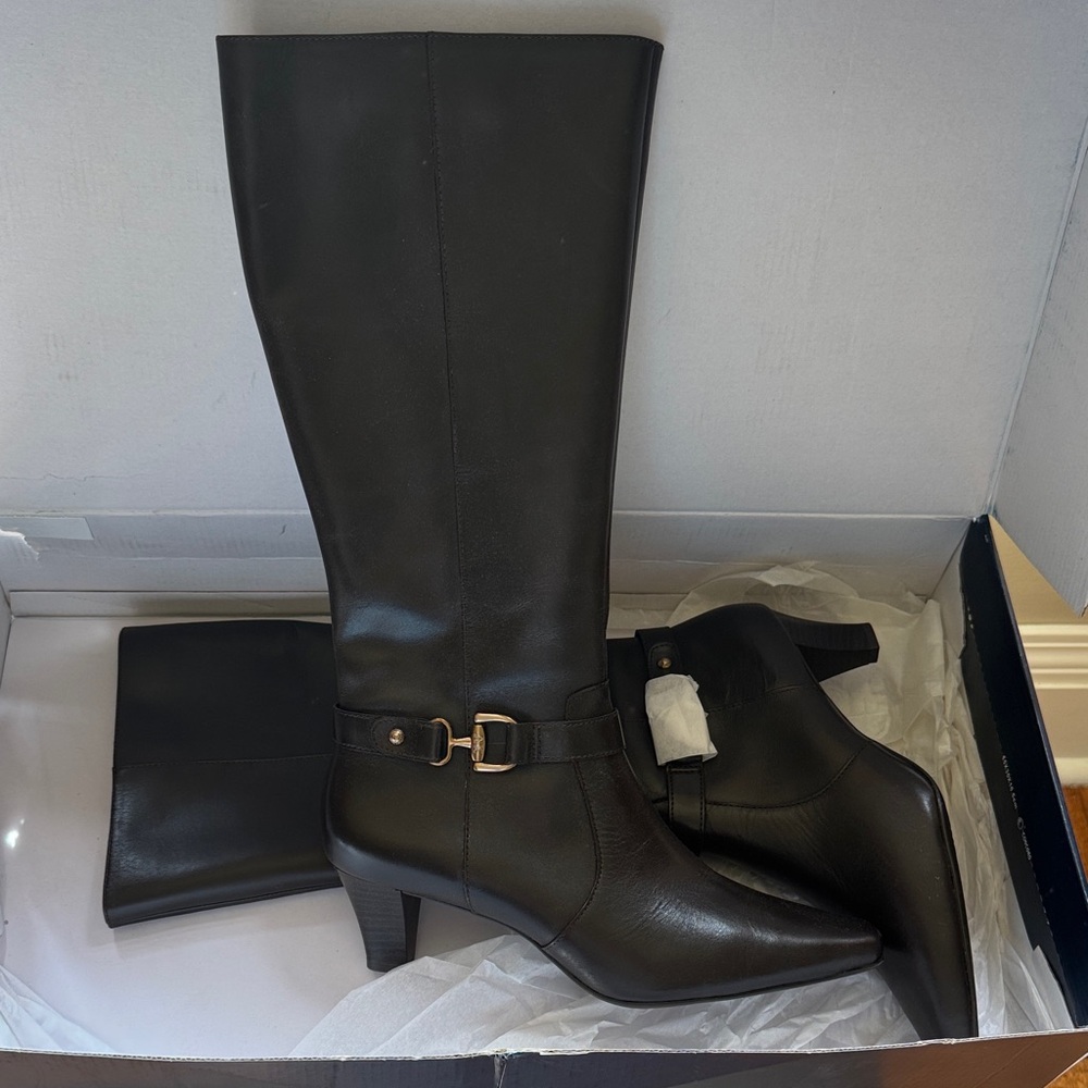 NWT - Anne Klein Leather Knee-High Boots